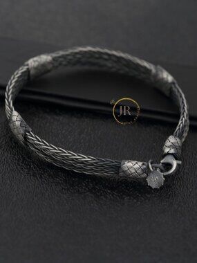 8" 7mm .925 Sterling Silver Hand Braided Woven Segmented Unisex Bracelet Kazaziy